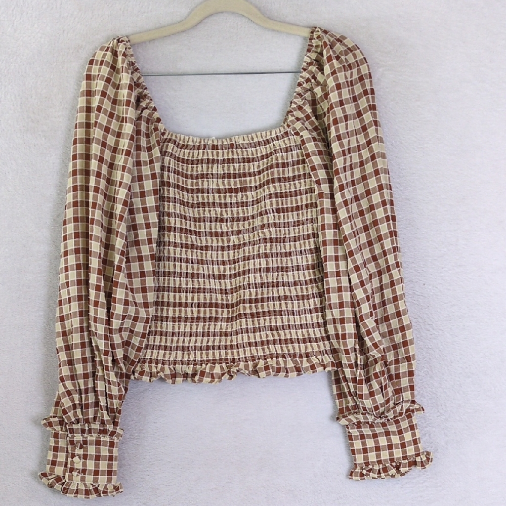 &merci Bohme Womens Cmocked‎ Farmhouse Cottage Long Sleeve Shirt Size M